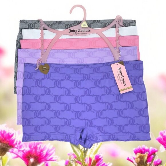 Juicy Couture Purple Pink White Gray Seamless Panty Shorts Underwear Set Size XL - Picture 1 of 7